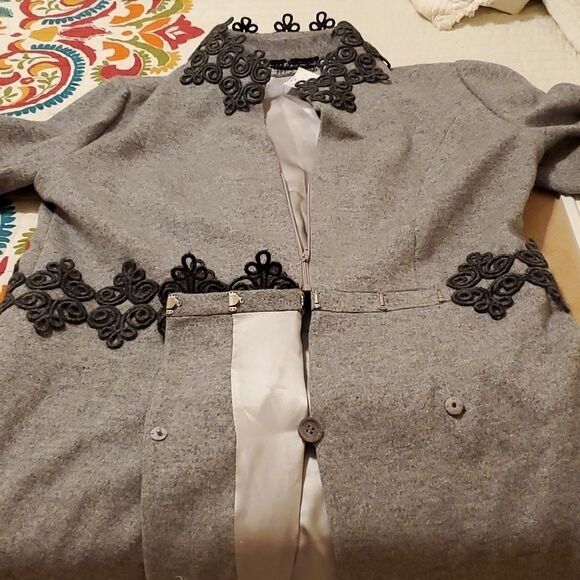 NWT Vintage Women's Peggy Jennings Gray Custom Evening coat size Medium - Picture 12 of 16